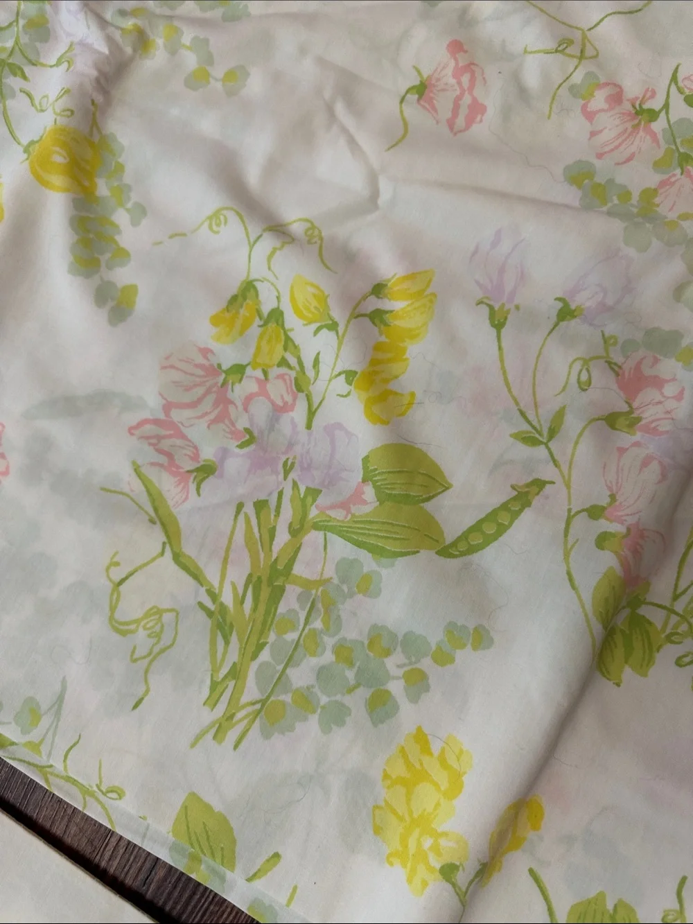 Vintage Floral Sweet Pea Springmaid Full Size Sheet/Flat Sheet & 1 Pillow case